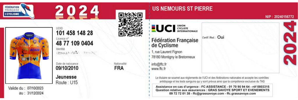 Renouvellement Licence FFC 2024